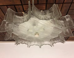 Large Circular Textured Glass Flushmount by Kaiser Leuchten, 1960s