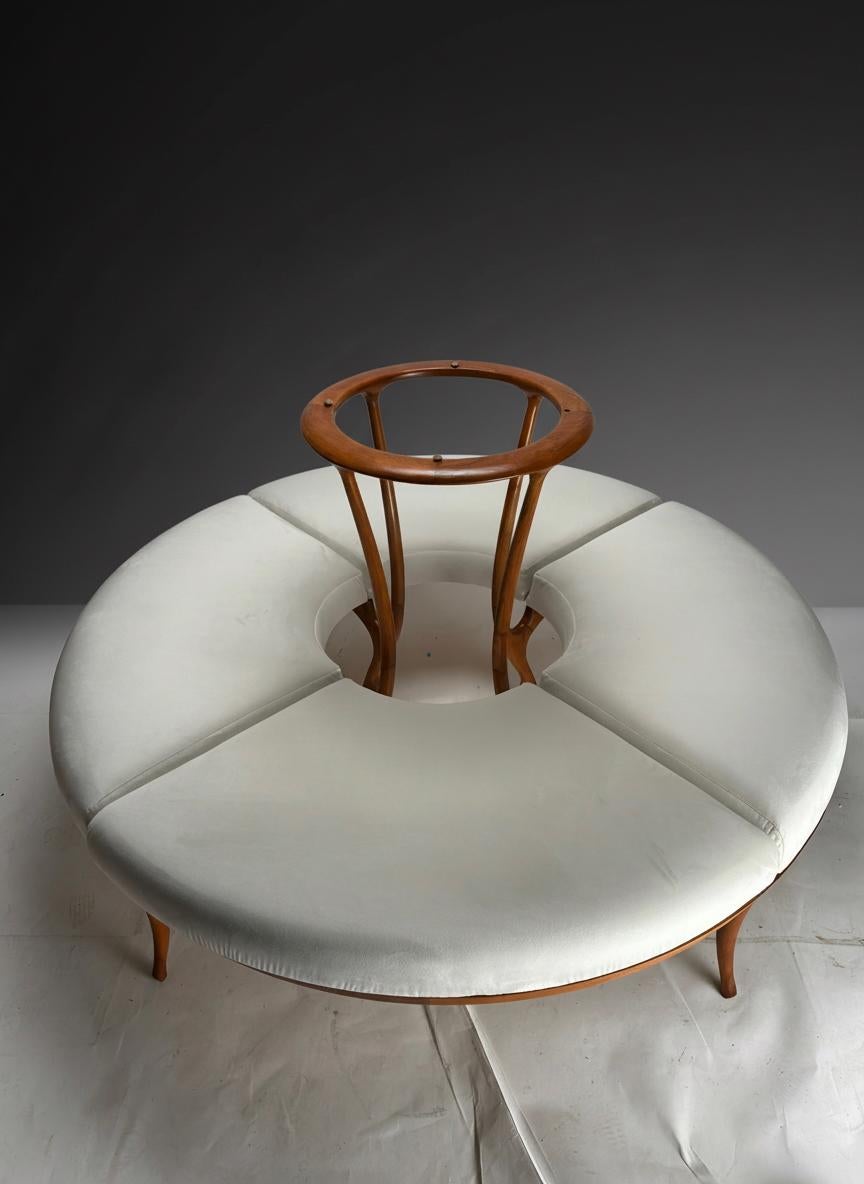 Mid-Century Modern Large circular wooden sofa, Italian Mid-Century Style For Sale
