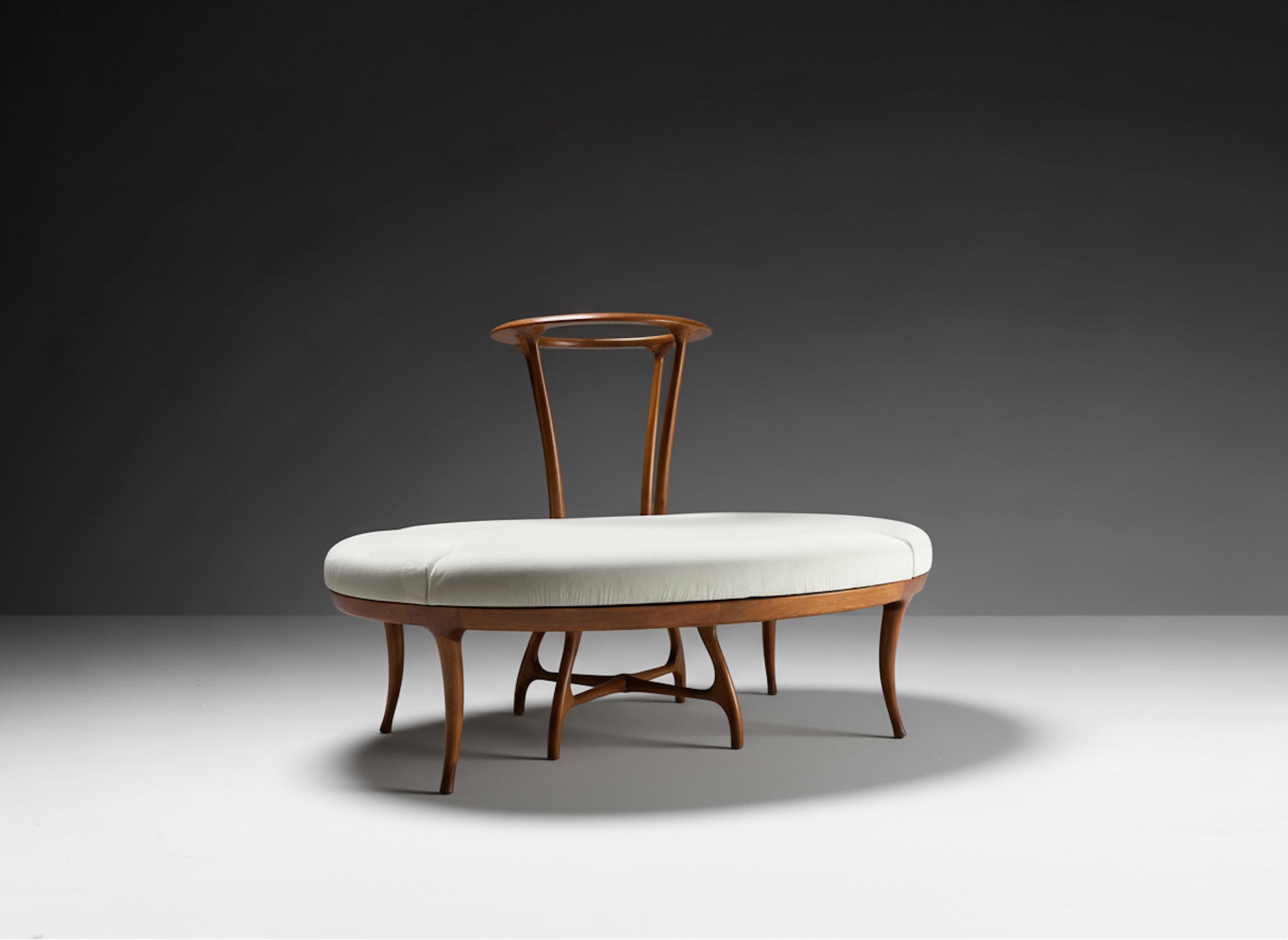Large circular wooden sofa, Italian Mid-Century Style For Sale 2