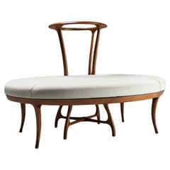 Large circular wooden sofa, Italian Mid-Century Style