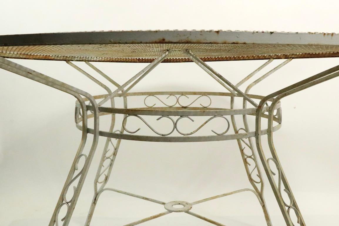 Large Circular Wrought Iron Garden Patio Table Attributed to Woodard 2