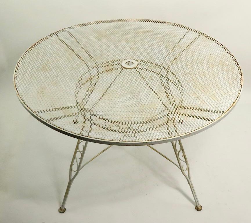 Large Circular Wrought Iron Garden Patio Table Attributed to Woodard 3