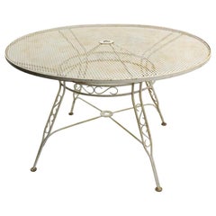 Large Circular Wrought Iron Garden Patio Table Attributed to Woodard