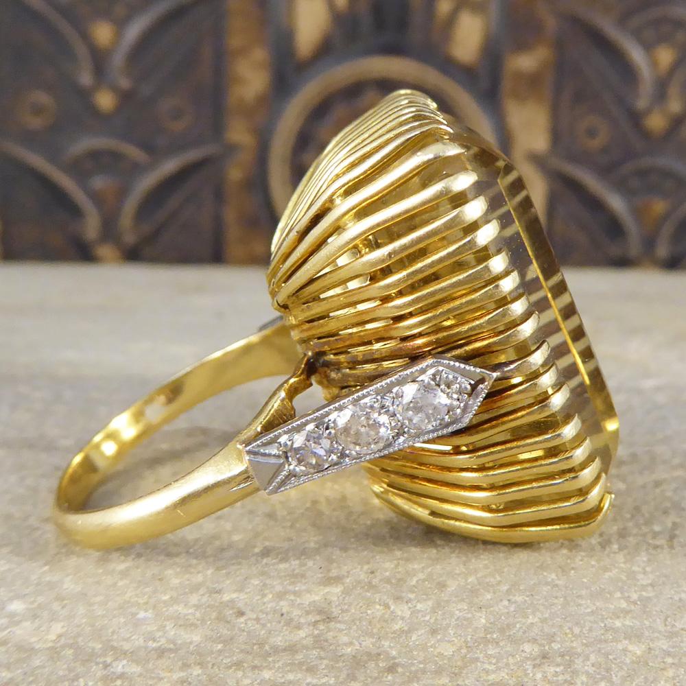 Large Citrene and Diamond Vintage 18 Carat Gold Ring In Good Condition In Yorkshire, West Yorkshire
