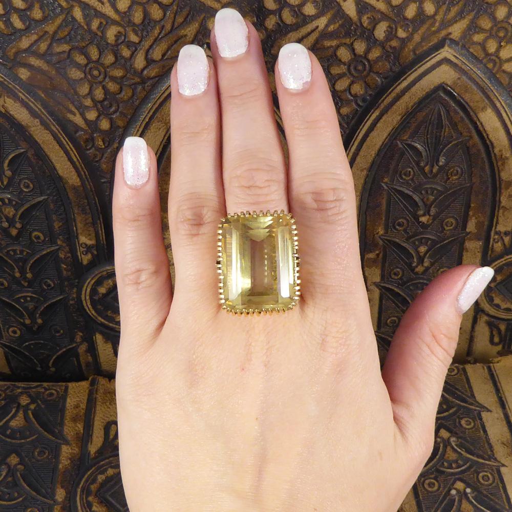 Large Citrene and Diamond Vintage 18 Carat Gold Ring 3