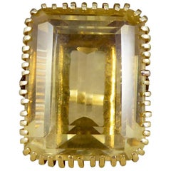 Large Citrene and Diamond Vintage 18 Carat Gold Ring