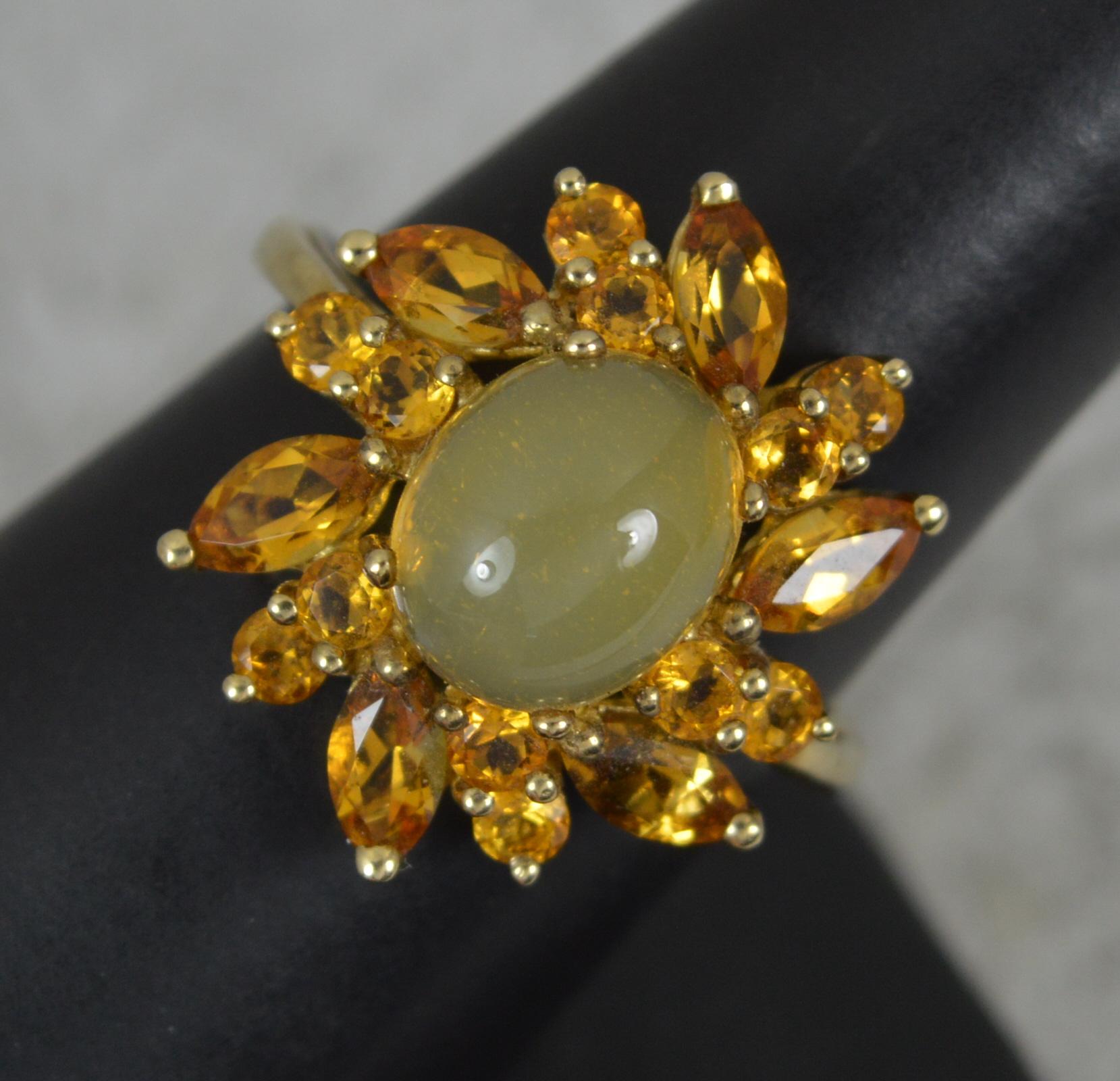 Large Citrine and 9 Carat Gold Cocktail Cluster Ring For Sale 5