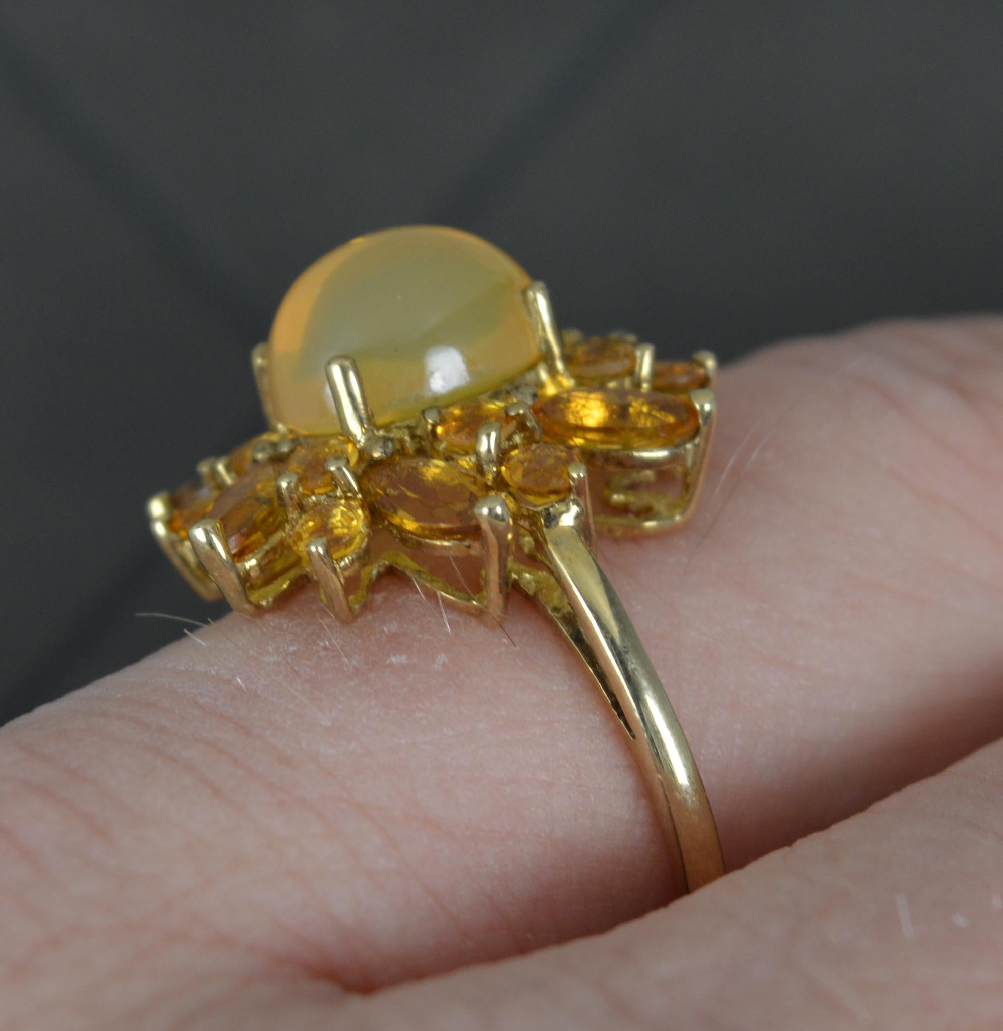Cabochon Large Citrine and 9 Carat Gold Cocktail Cluster Ring For Sale