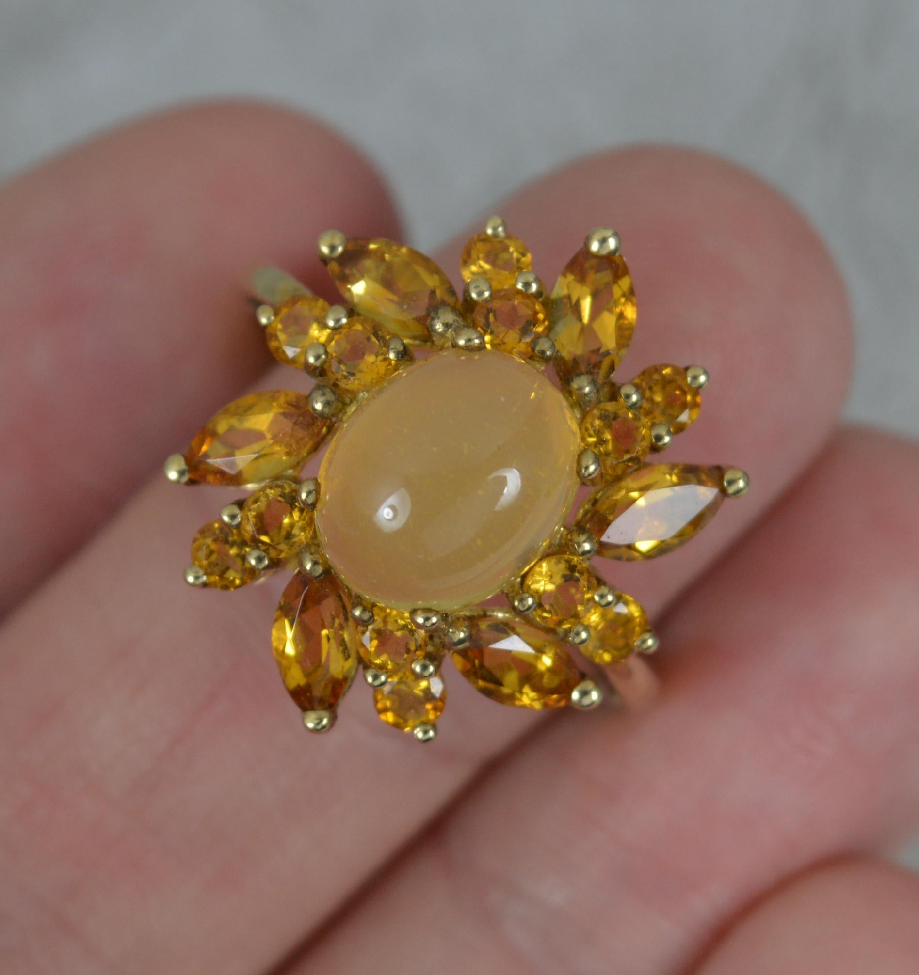 Large Citrine and 9 Carat Gold Cocktail Cluster Ring In Excellent Condition For Sale In St Helens, GB