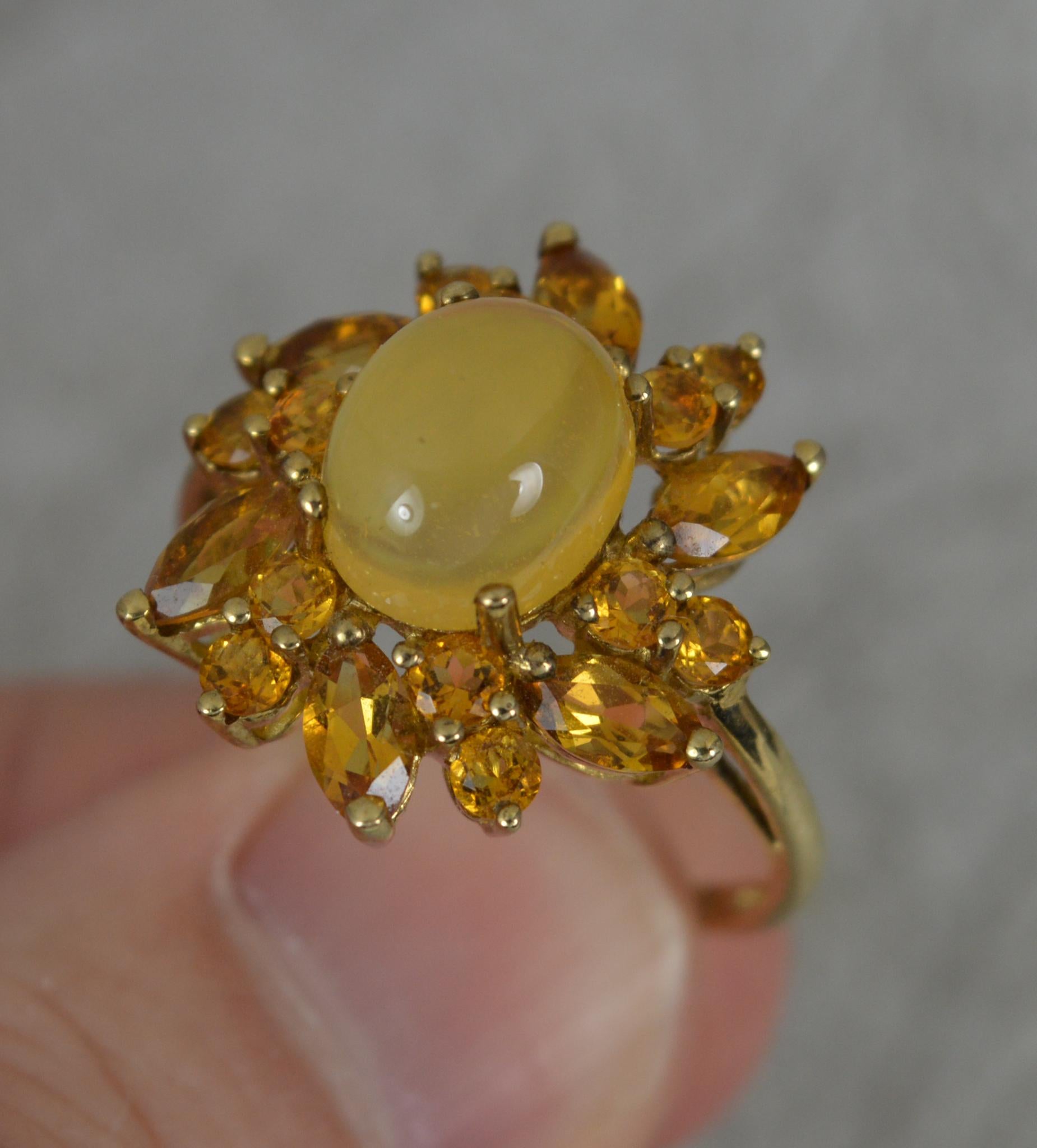 Women's Large Citrine and 9 Carat Gold Cocktail Cluster Ring For Sale