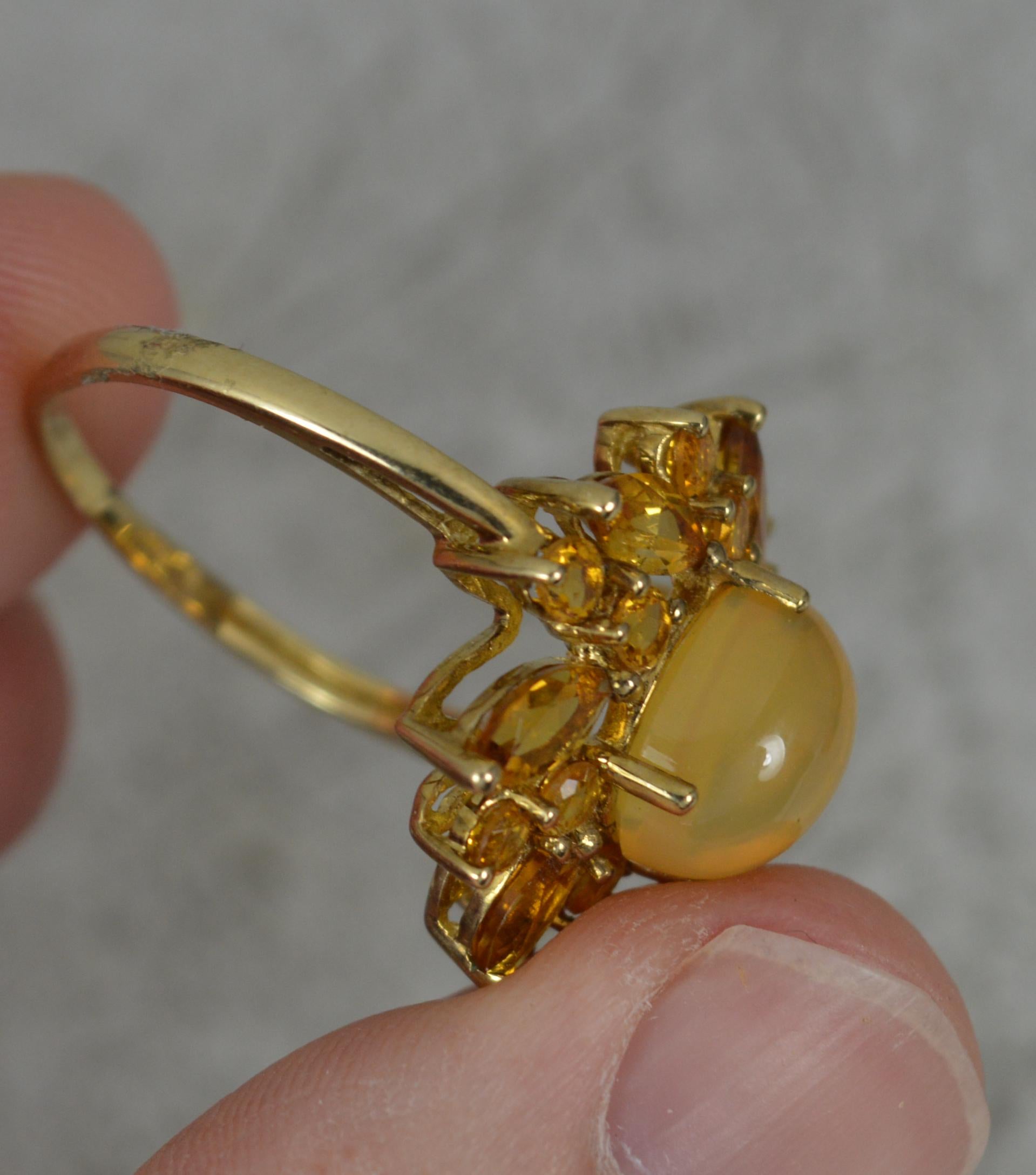 Large Citrine and 9 Carat Gold Cocktail Cluster Ring For Sale 4