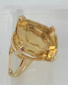 Large Citrine and Gold Cocktail Ring