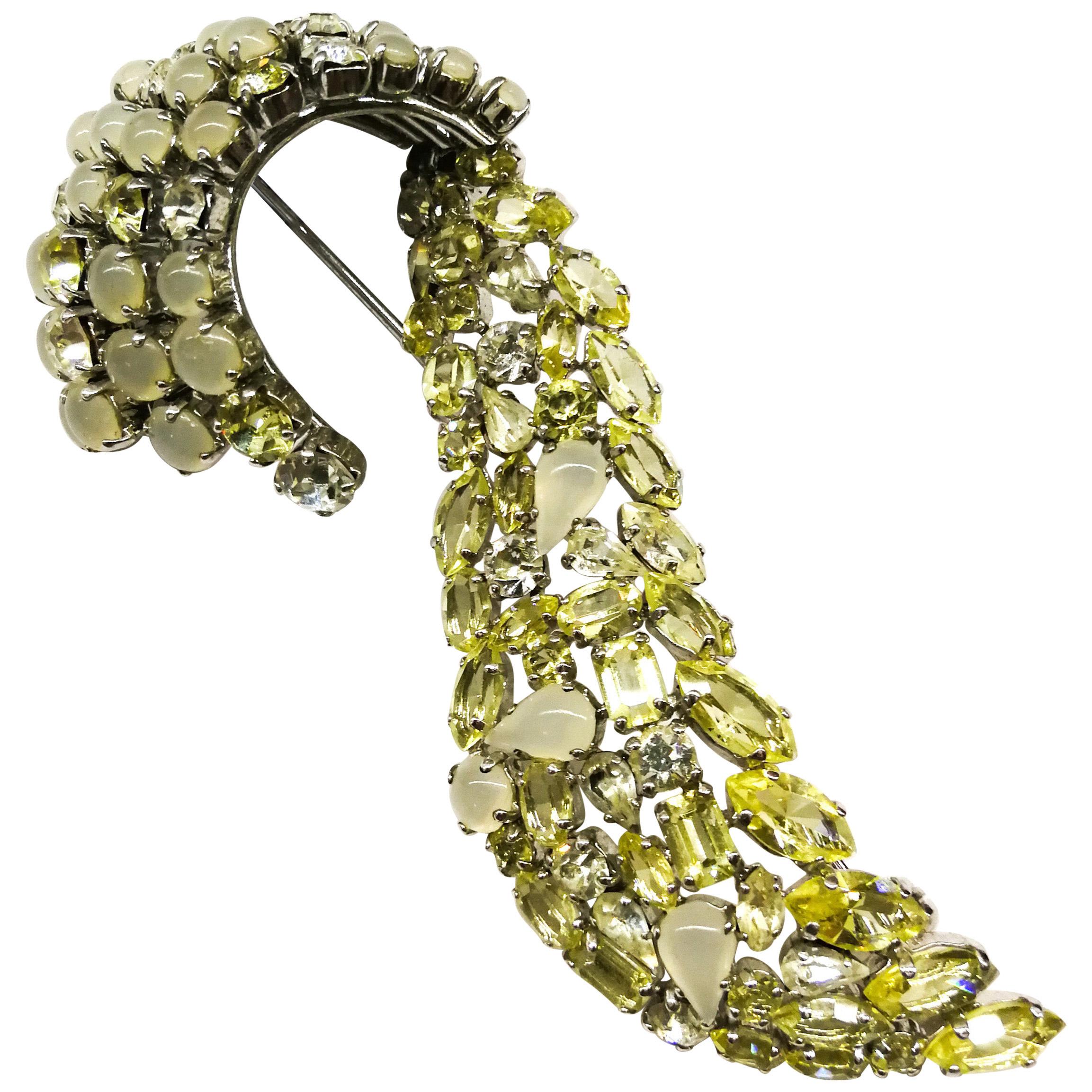 A large citrine and opaline paste 'scroll' brooch, Christian Dior, Germany, 1962