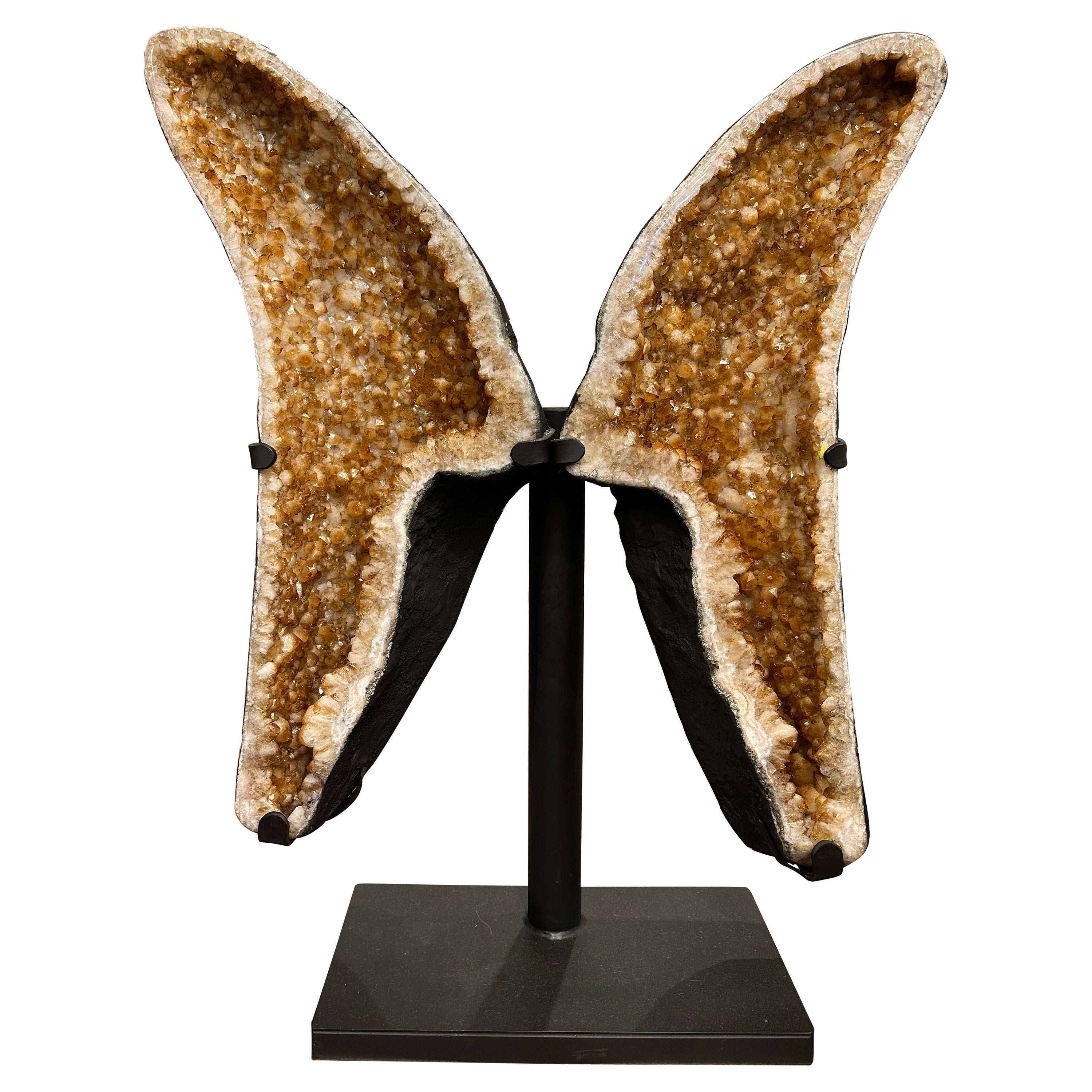 Grand cristal de papillon Citrine sur Stand