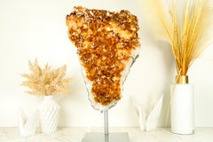 Großer Citrin-Cluster mit orangefarbener Madeira- Druzy, ein dekoratives Statement-Stück