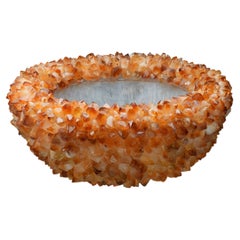Large Citrine Crystal Decorative Bowl - One-of-a-Kind - 14-Inch - New