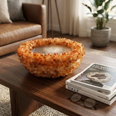 Large Citrine Crystal Decorative Bowl - One-of-a-Kind - 14-Inch - New