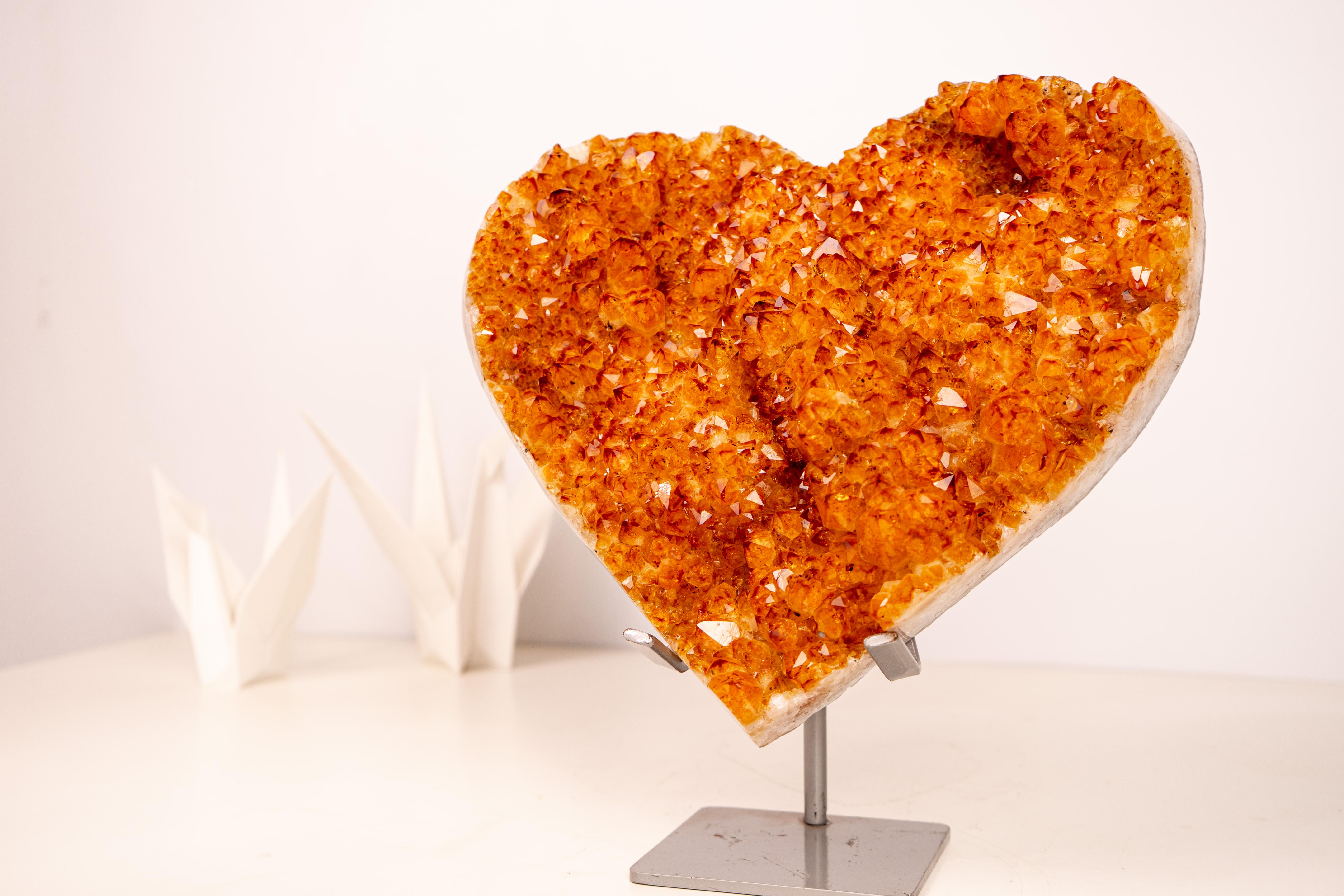 Cuore grande di cristallo citrino, esemplare naturale di 11