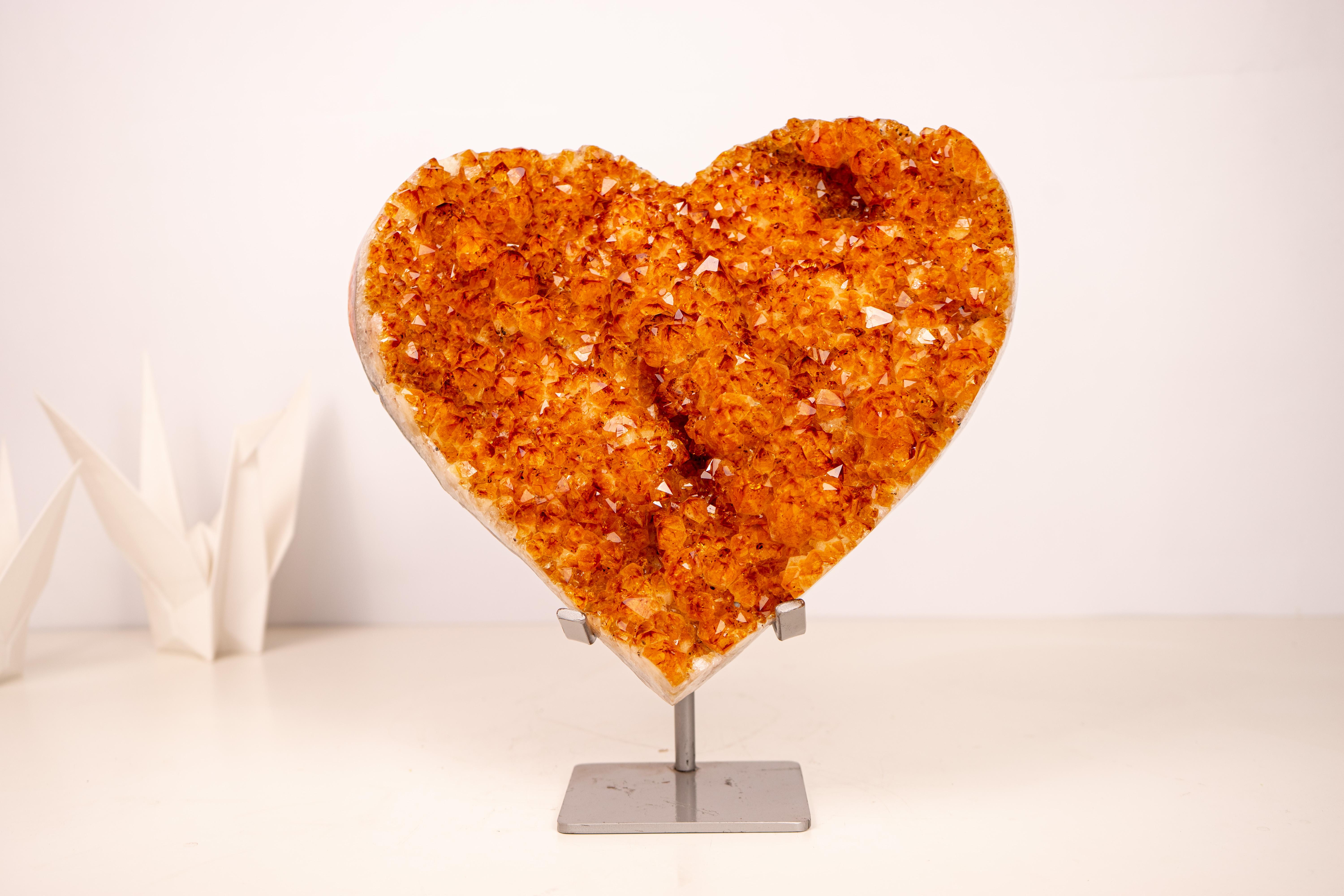 Cuore grande di cristallo citrino, esemplare naturale di 11
