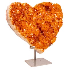 Large Citrine Crystal Heart, 11" Natural Specimen with Intense Sparkling Flowers