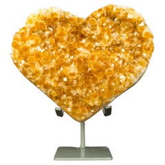 Large Citrine Crystal Heart Sculpture with Sparkly Golden Orange Citrine Druzy