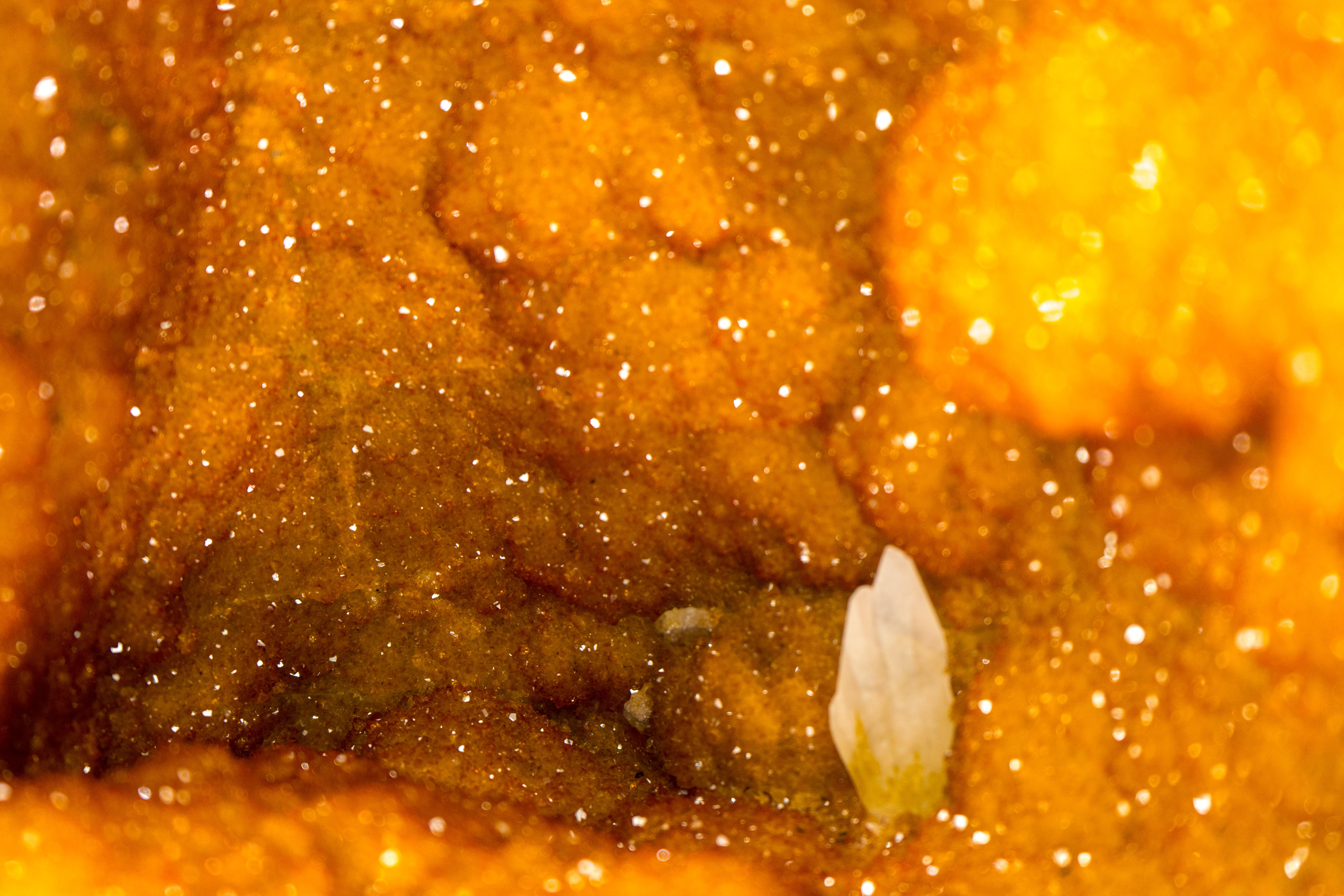 Large Citrine Geode with Rare Golden Yellow Galaxy Druzy, a Citrine Statement For Sale 8