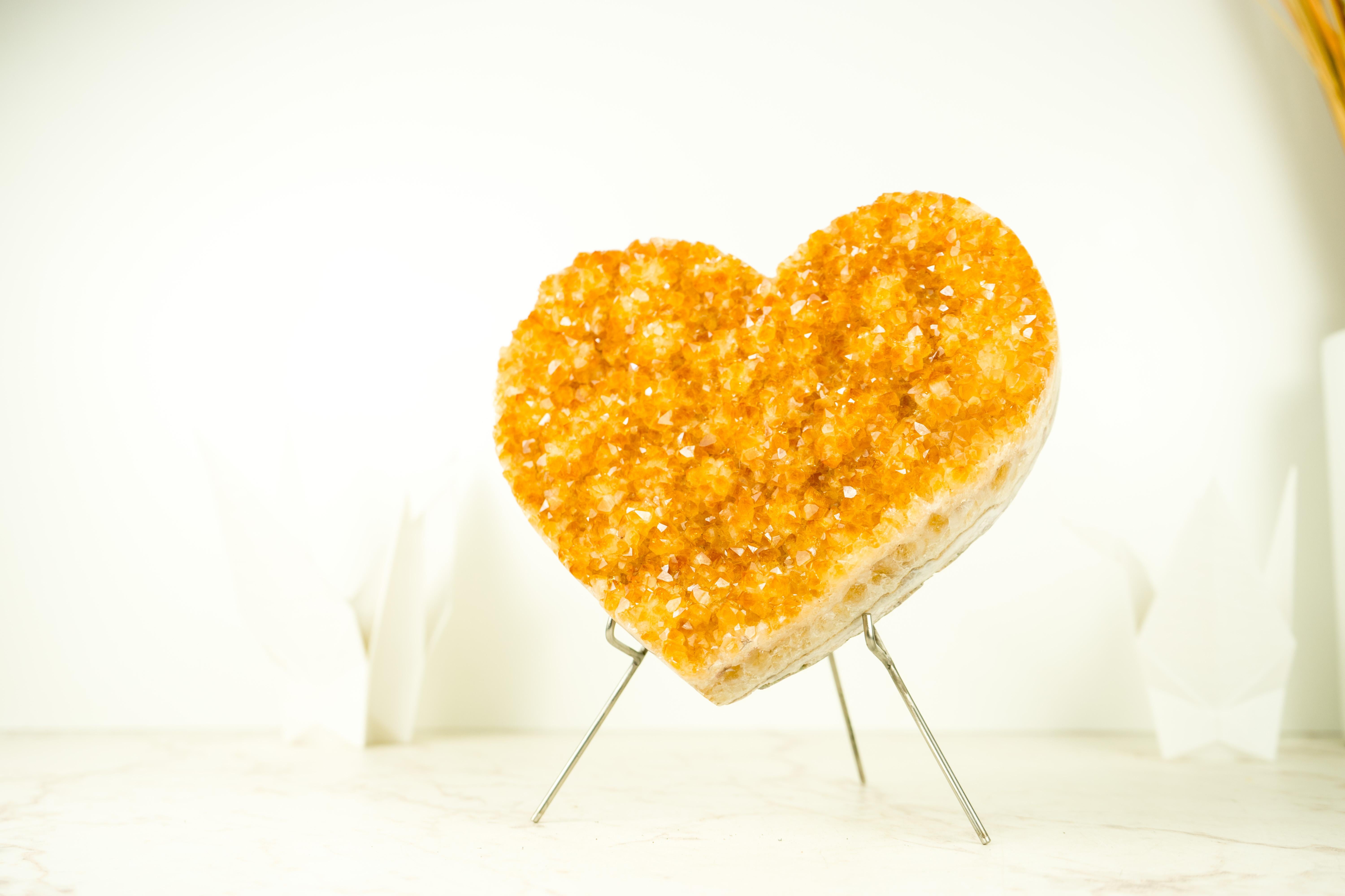 Large Citrine Heart with Sparkling Golden Orange Citrine, Handmade Decor For Sale 4