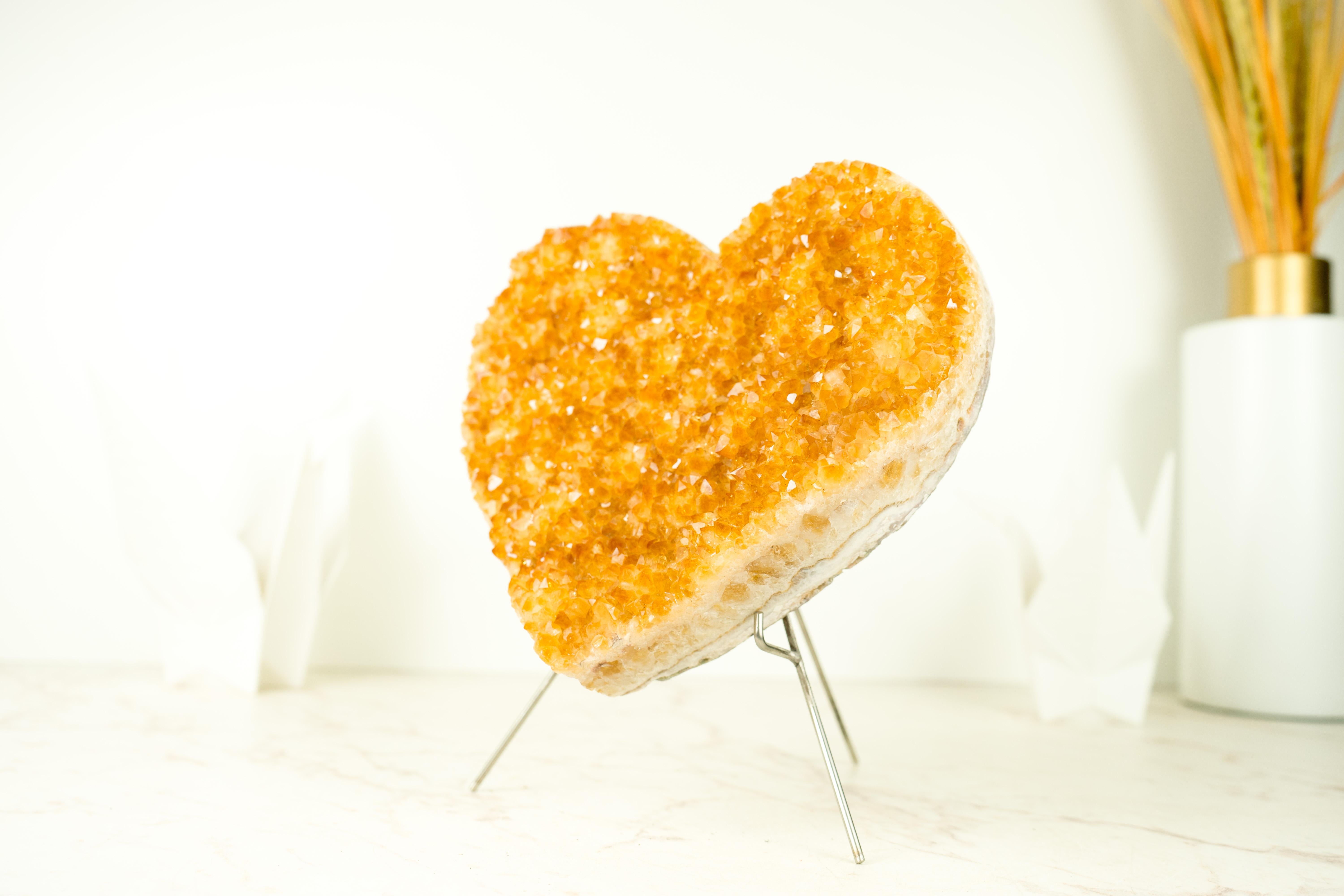 Large Citrine Heart with Sparkling Golden Orange Citrine, Handmade Decor For Sale 5