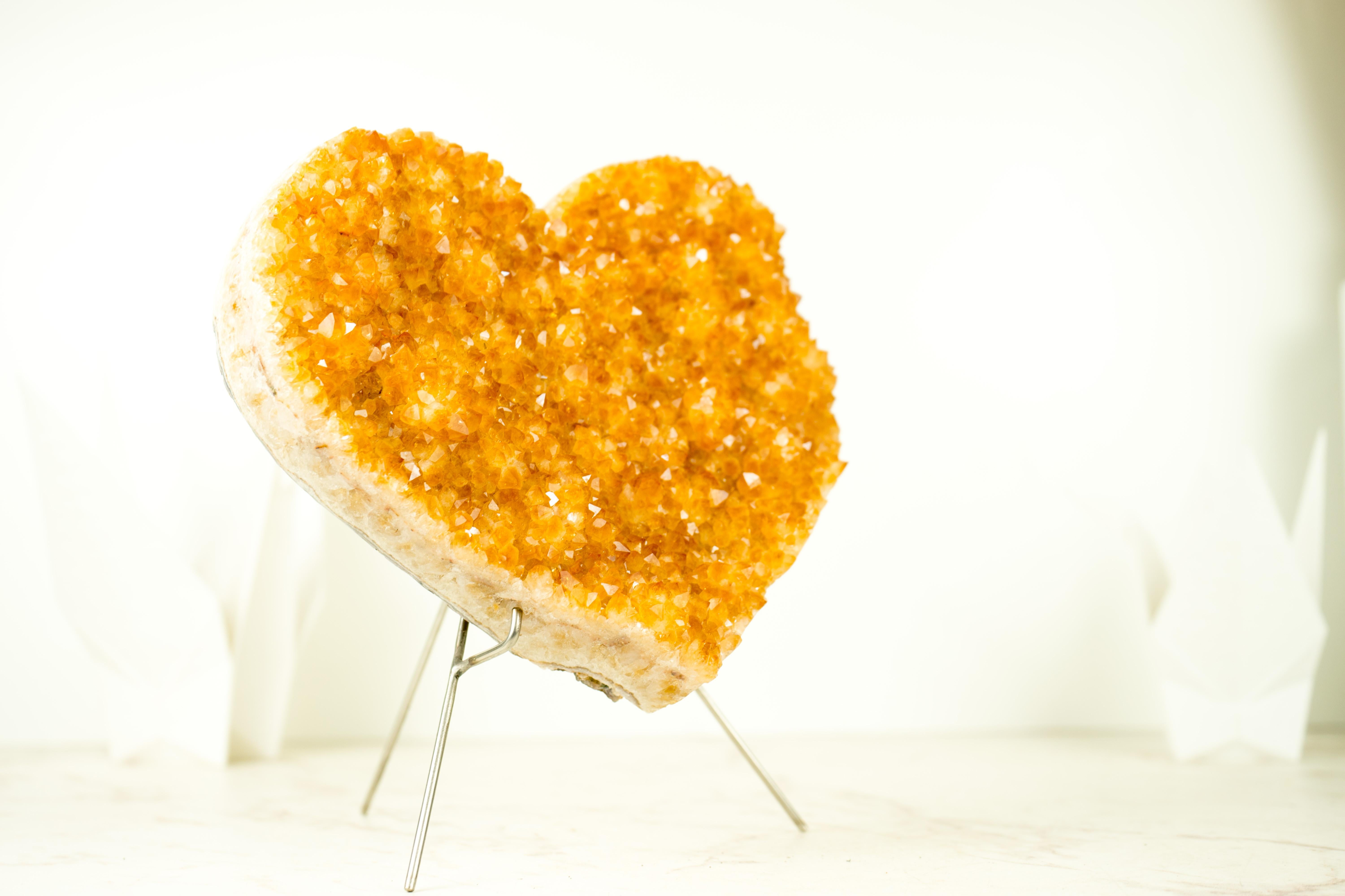 Large Citrine Heart with Sparkling Golden Orange Citrine, Handmade Decor For Sale 1