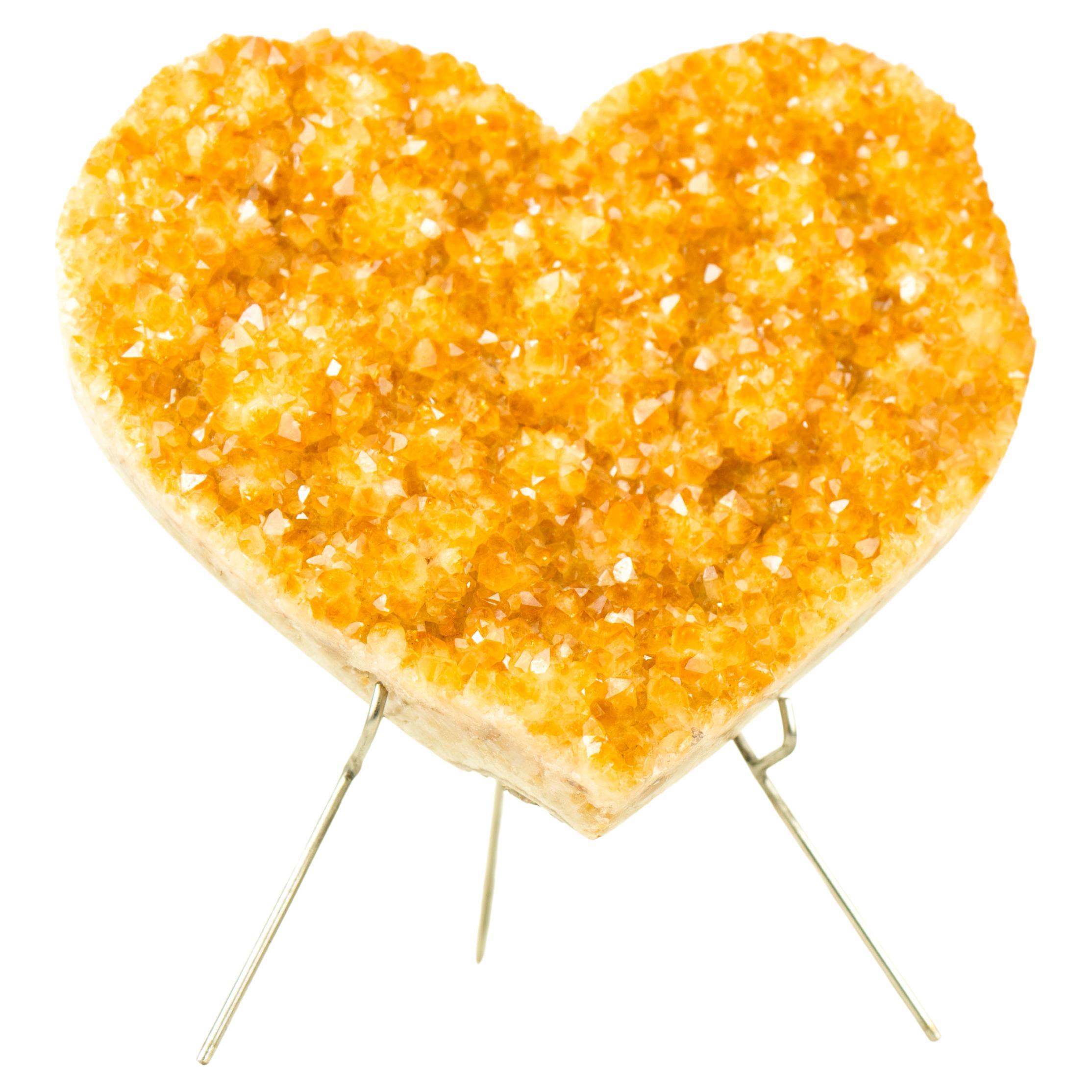 Large Citrine Heart with Sparkling Golden Orange Citrine, Handmade Decor For Sale
