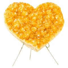 Large Citrine Heart with Sparkling Golden Orange Citrine, Handmade Decor