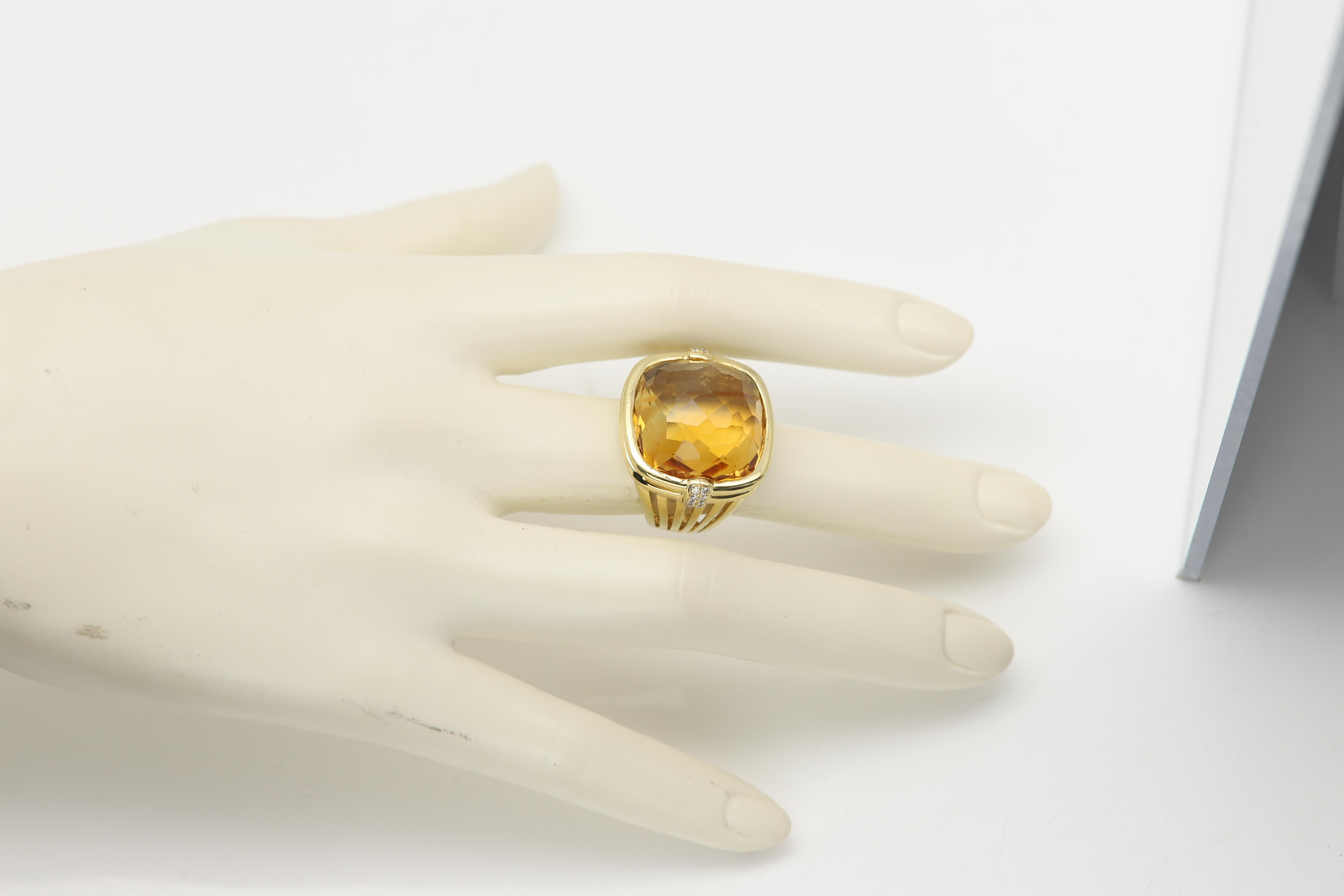 De las mujeres Gran Anillo de Citrino Declaración de Cóctel Oro de 18 Kilates Piedra Natural Amarilla en venta