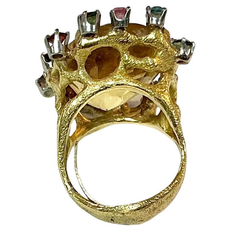 bague citrine or jaune 18 carats