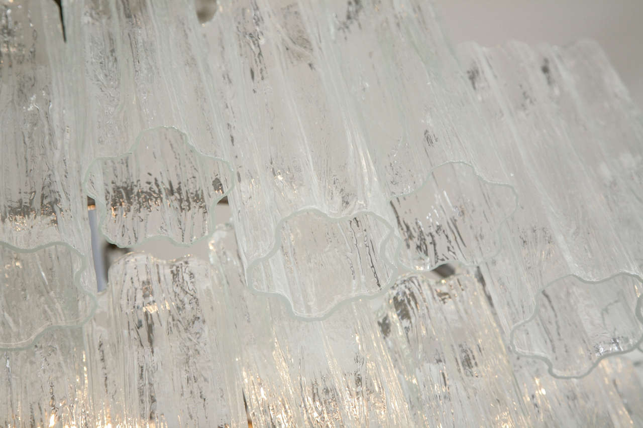 Art déco Grand lustre italien à cylindre en verre transparent « Claridge's » en vente
