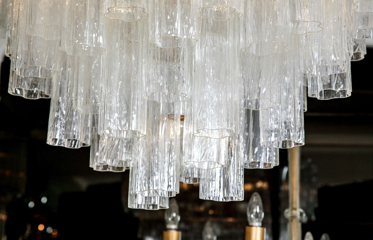 XXIe siècle et contemporain Grand lustre italien à cylindre en verre transparent « Claridge's » en vente