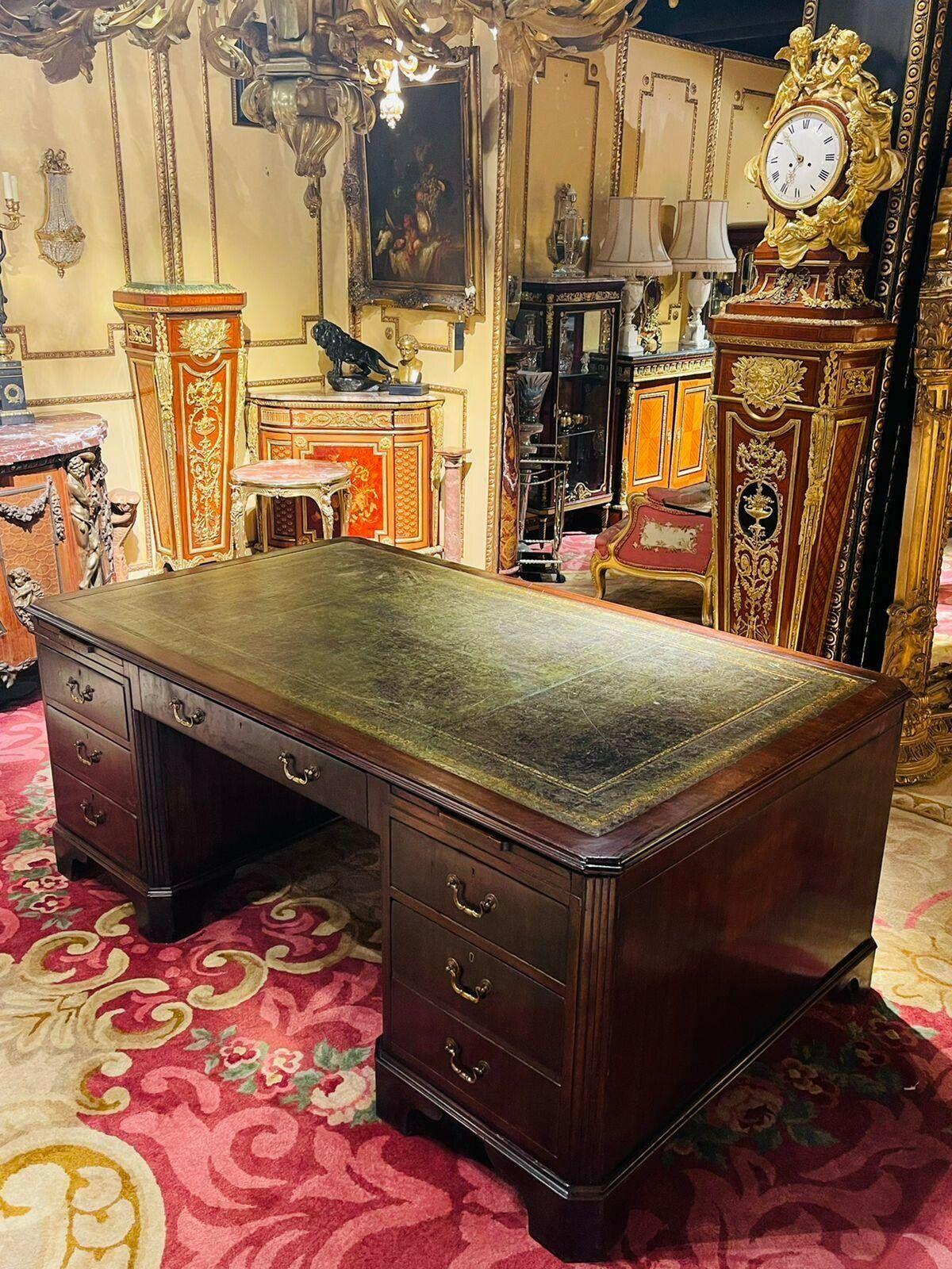 Large Classic 20th Century English Writing Desk mahogany 2