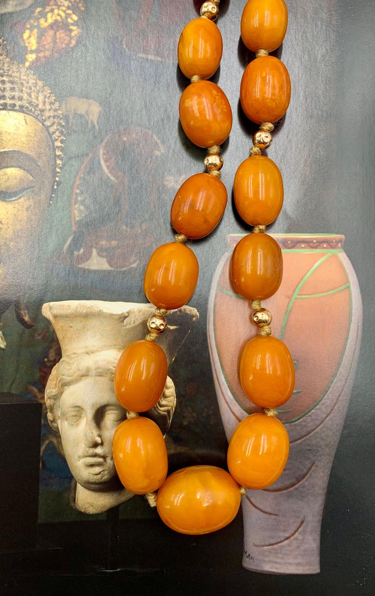 Collier Ambre Baltique Vintage - Perles Dent De Loup - Années 1970 URSS