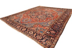 Large Classic Central Medallion Heriz Rug