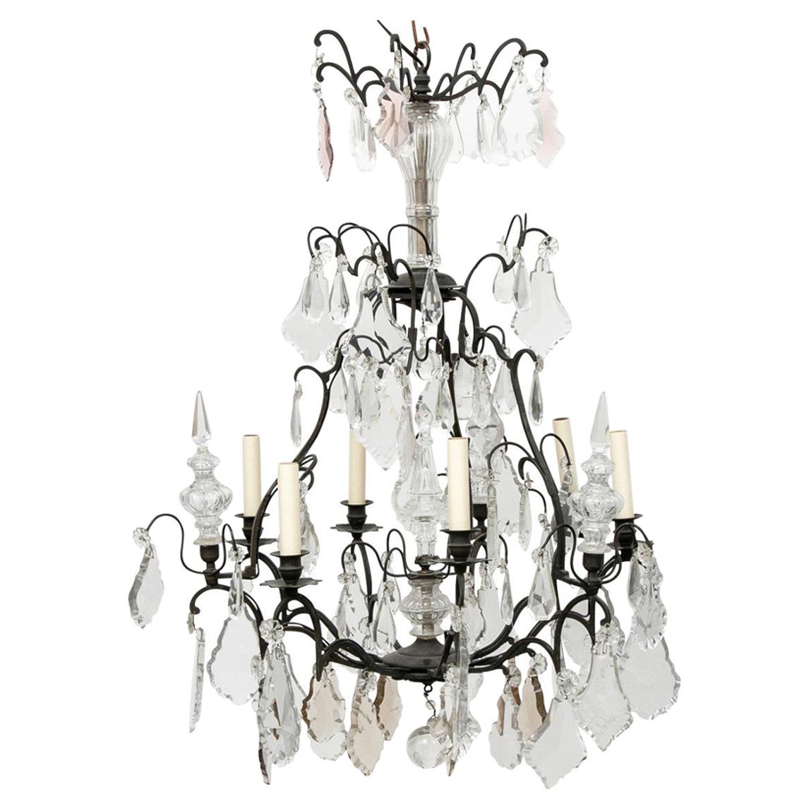 Large Classic French Crystal Chandelier with 6 Lights