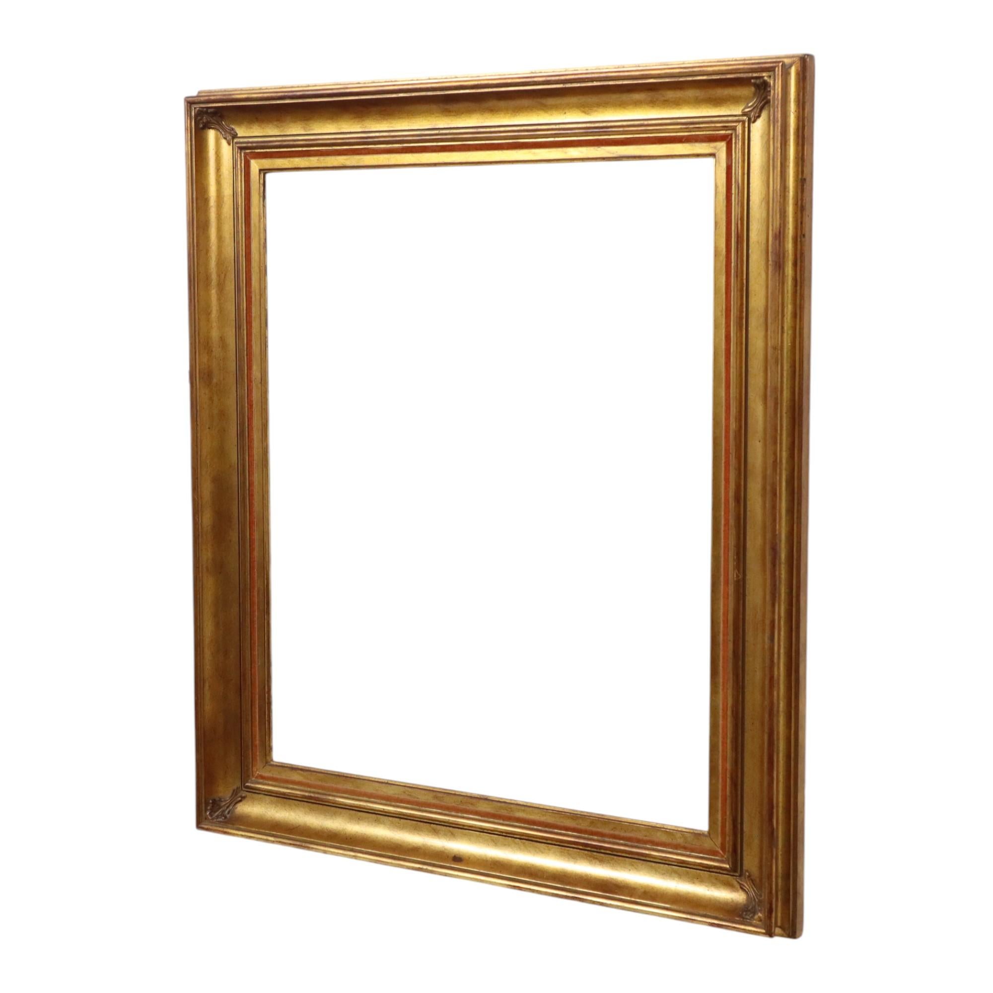 Large Classic Gold-Colored Wooden Frame Painting 75x65cm For Sale 8