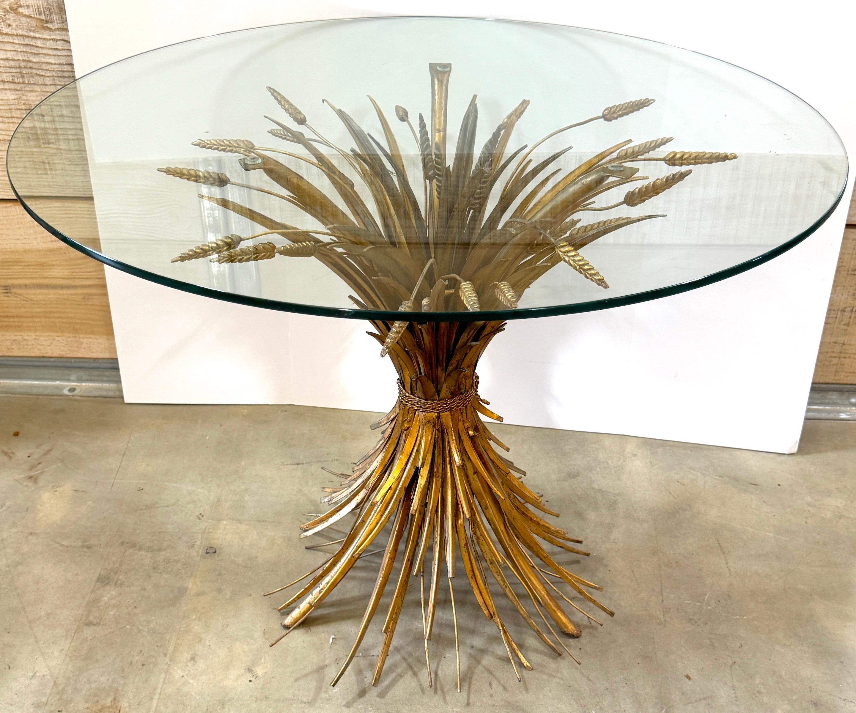 Hollywood Regency Large Classic Italian Gilt Sheath Wheat Table As Seen In Coco Chanels Apartment For Sale