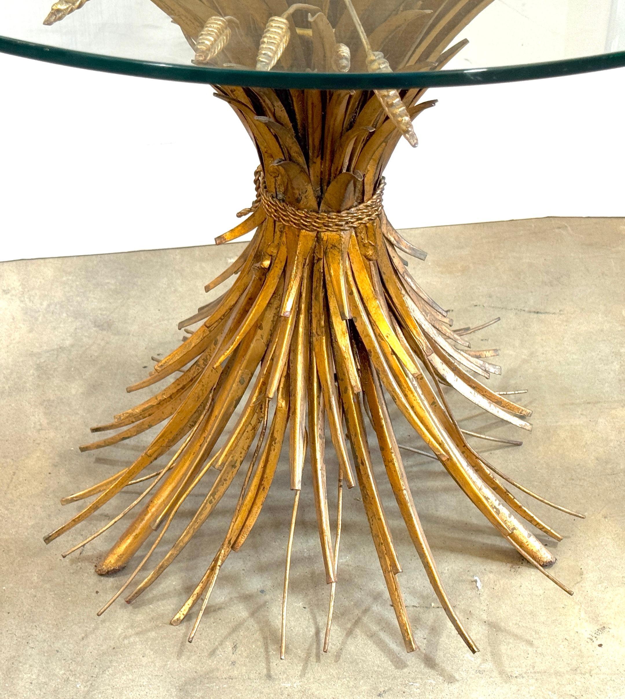 Large Classic Italian Gilt Sheath Wheat Table As Seen In Coco Chanels Apartment In Good Condition For Sale In West Palm Beach, FL