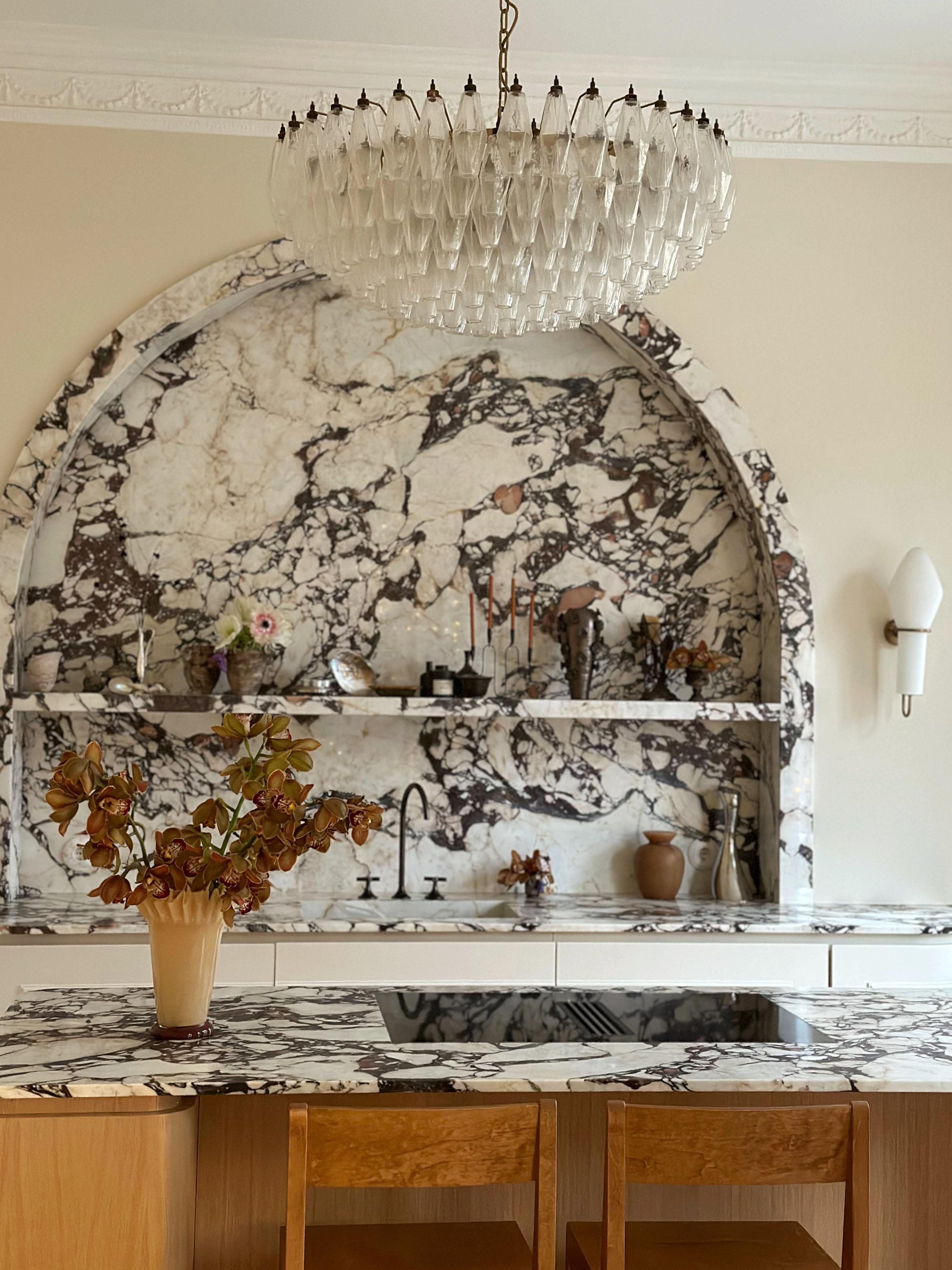 Großer Classic Murano-Kronleuchter im Stil von Carlo Scarpa. Poliedri-Prismen. (Italienisch) im Angebot