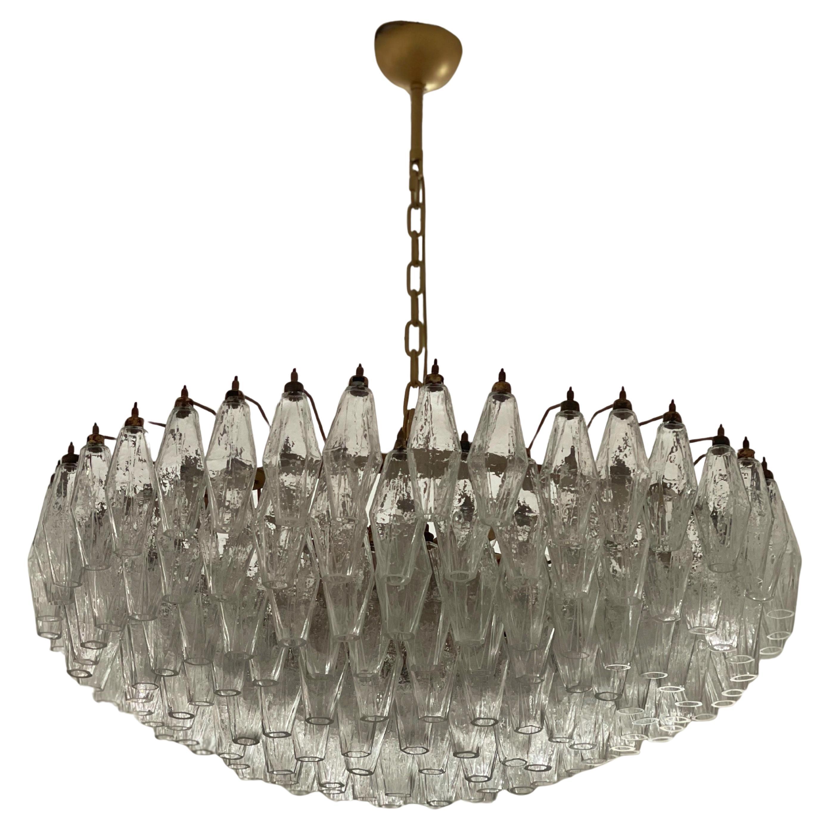 Large Classic Murano Chandelier in the style of Carlo Scarpa. Poliedri prisms.