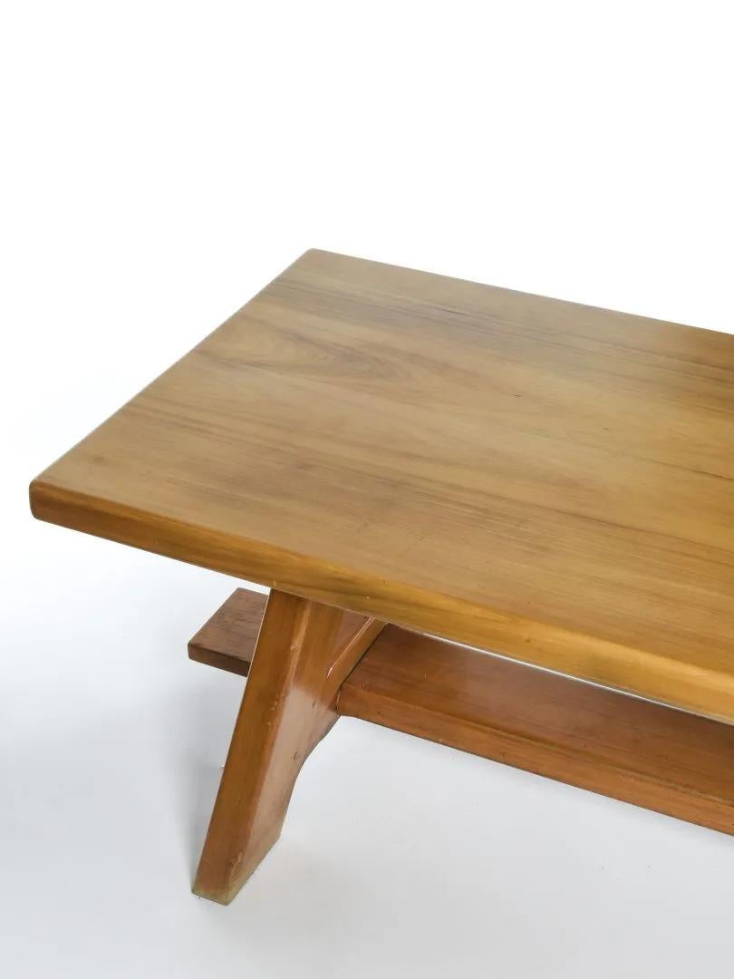 Large midcentury modern Table ,in Solid walnut ,Charlotte Perriand style, circa 1940-1950