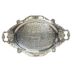 Large Classic Style Wallace Silver Plate Footed Serving Tray