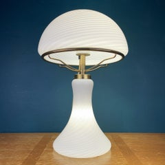 Large Classic Swirl Murano Table Lamp Mushroom Italy 1970s