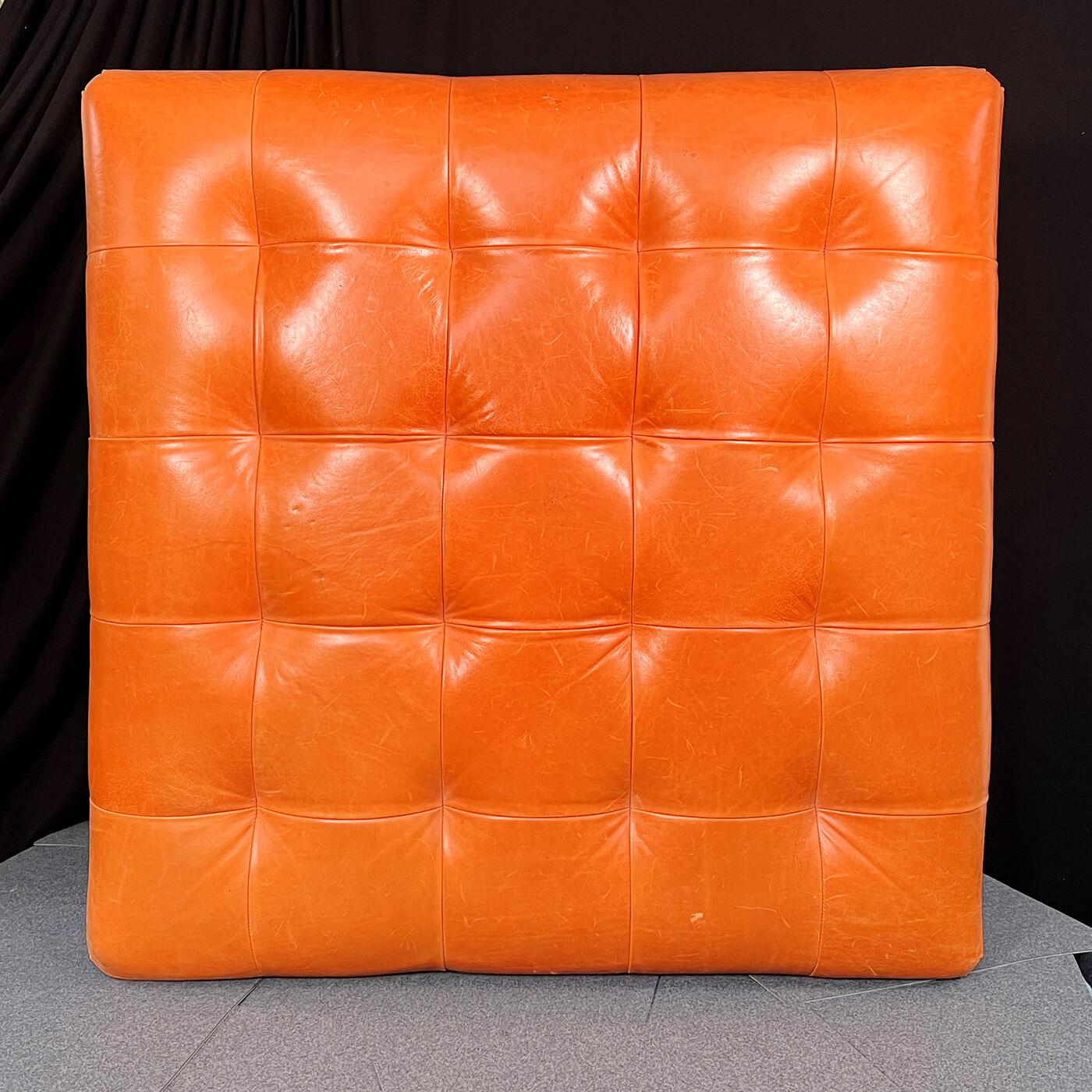Contemporary Large Classic Tufted Leather Ottoman