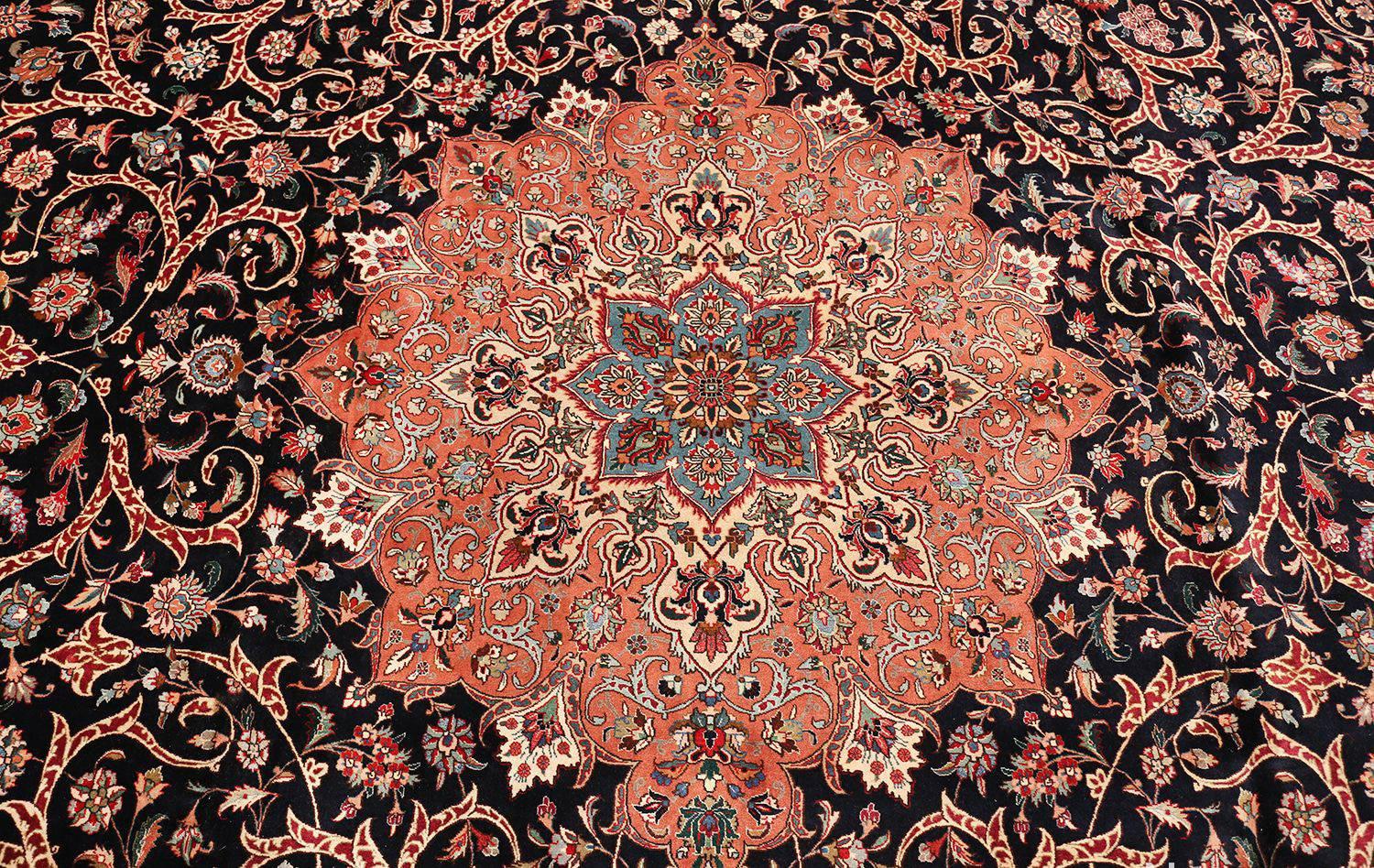 Breathtaking large Classic vintage navy blue Persian Tabriz rug, country of origin / rug type: Vintage Persian rug, date: circa late 20th century. Size: 13 ft 1 in x 19 ft 4 in (3.99 m x 5.89 m).