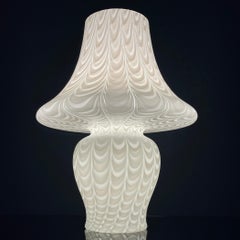 Large Classic white murano table lamp Mushroom Italy 1970s